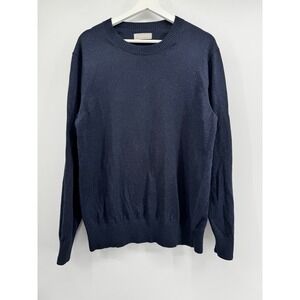 Everlane Mens Navy Blue Organic Cotton Coolmax Crewneck Sweater Size L Large